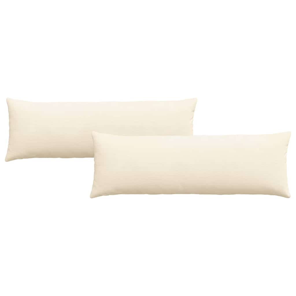 Coussins de canapé 2 pièces crème 120 x 40 cm tissu côtelé