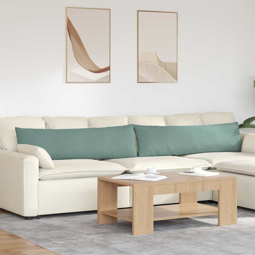 Coussins de canapé 2 pièces Vert marin 145 x 40 cm Tissu côtelé
