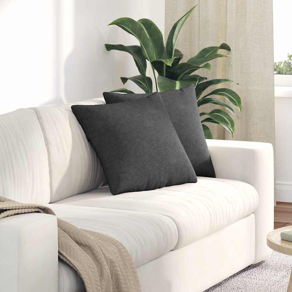 Coussins de canapé 2 pièces Gris foncé 45 x 45 cm Velours côtelé