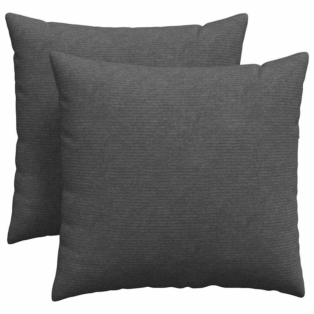 Coussins de canapé 2 pièces Gris foncé 45 x 45 cm Velours côtelé
