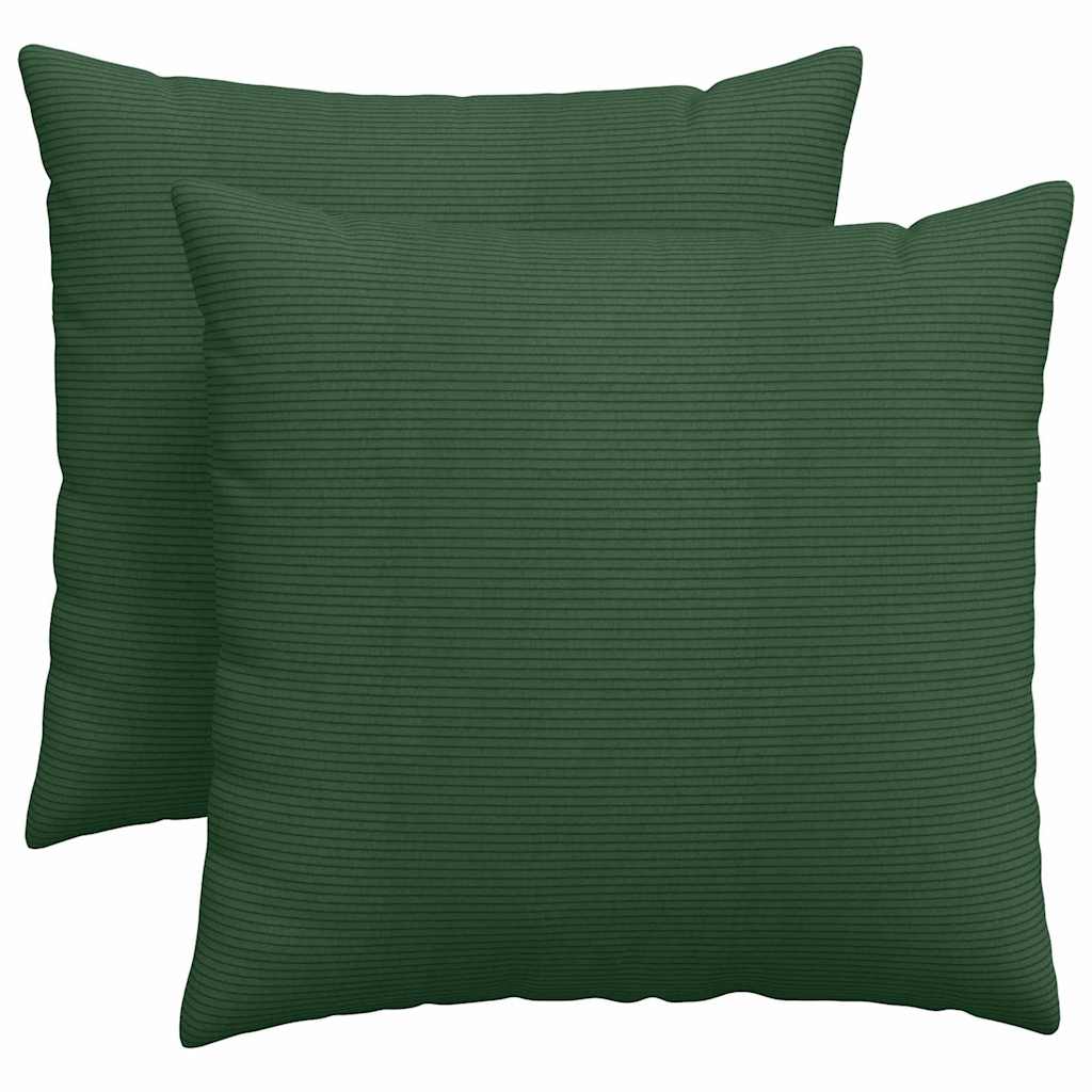 Coussins de canapé 2 pièces vert foncé 45 x 45 cm en velours côtelé