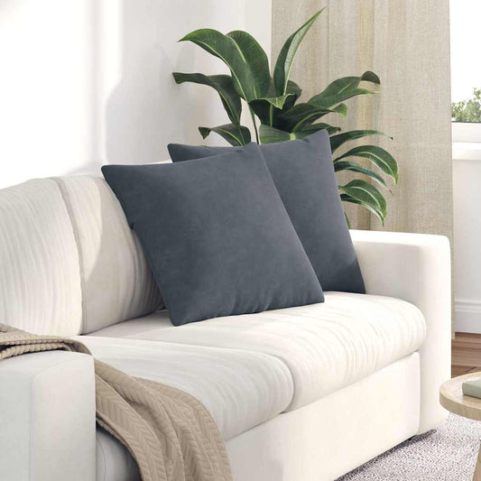 Coussins de canapé 2 pièces gris foncé 50 x 50 cm velours côtelé