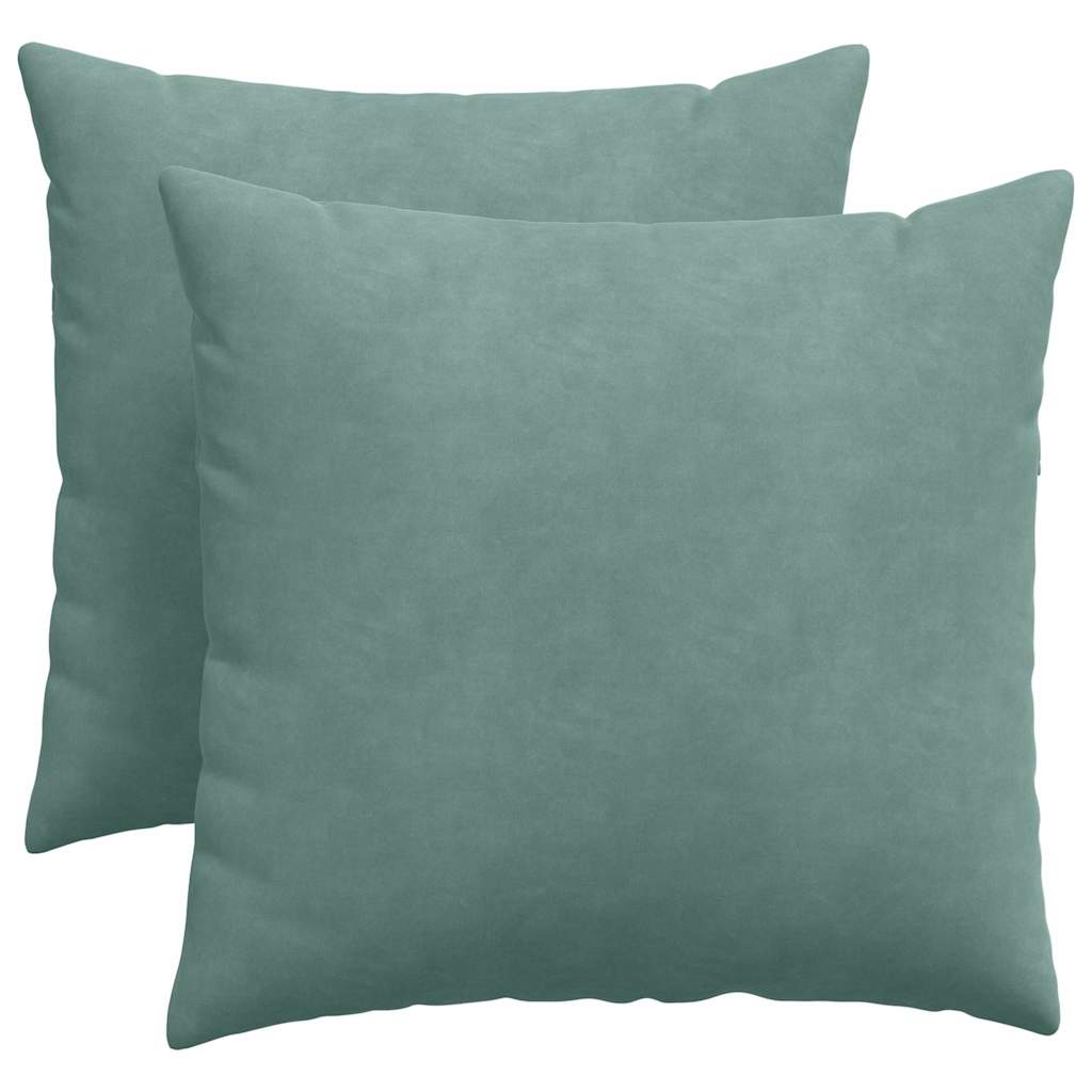 Coussins de canapé 2 pièces vert marin 50 x 50 cm velours côtelé