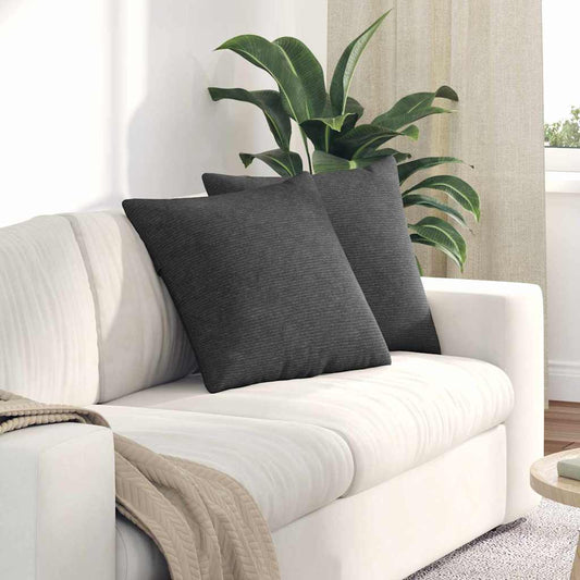 Coussins de canapé 2 pièces gris foncé 50 x 50 cm velours côtelé