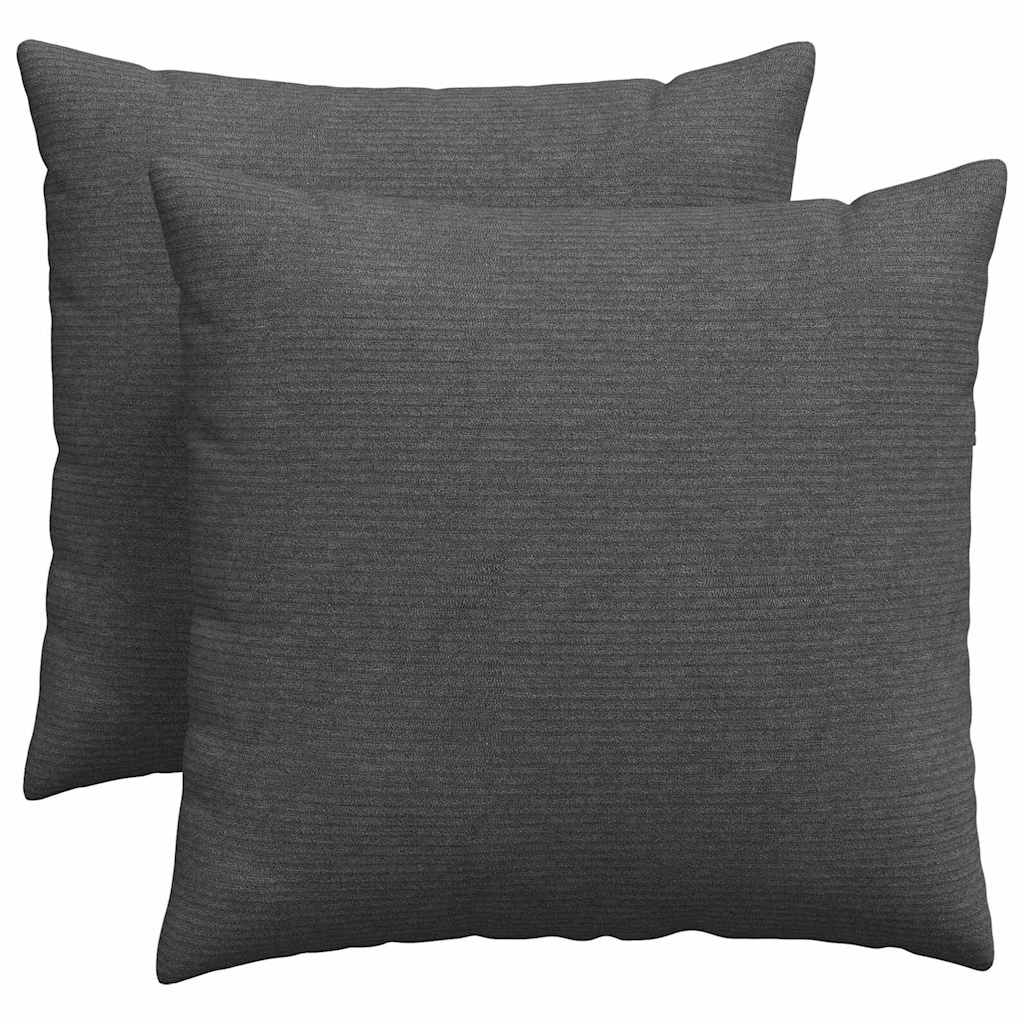 Coussins de canapé 2 pièces gris foncé 50 x 50 cm velours côtelé