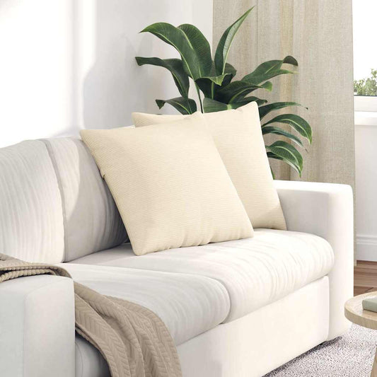 Coussins de canapé 2 pièces crème 50 x 50 cm tissu côtelé