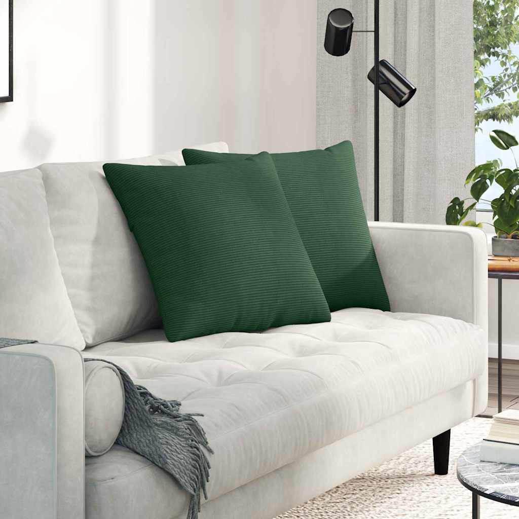 Sofa cushions 2 pieces Dark green 50 x 50 cm Corduroy