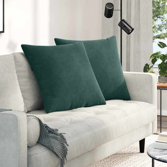 Coussins de canapé 2 pièces Vert foncé 60 x 60 cm Tissu côtelé