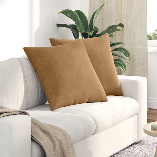 Coussins de canapé 2 pièces marron 60 x 60 cm velours côtelé