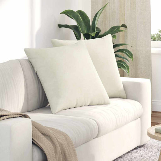 Coussins de canapé 2 pièces crème 60 x 60 cm velours côtelé