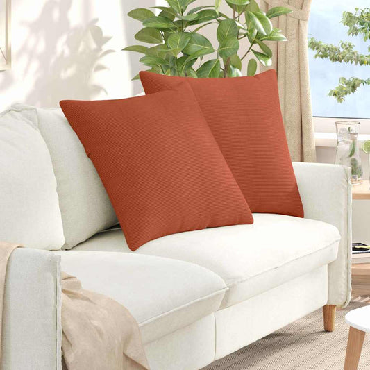Sofakissen 2 Stück Rot-Orange 60 x 60 cm Cordstoff
