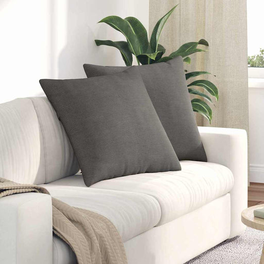 Sofakissen 2 Stück Hellgrau 80 x 80 cm Cordstoff