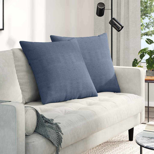 Sofakissen 2 Stück Blau 80 x 80 cm Cordstoff