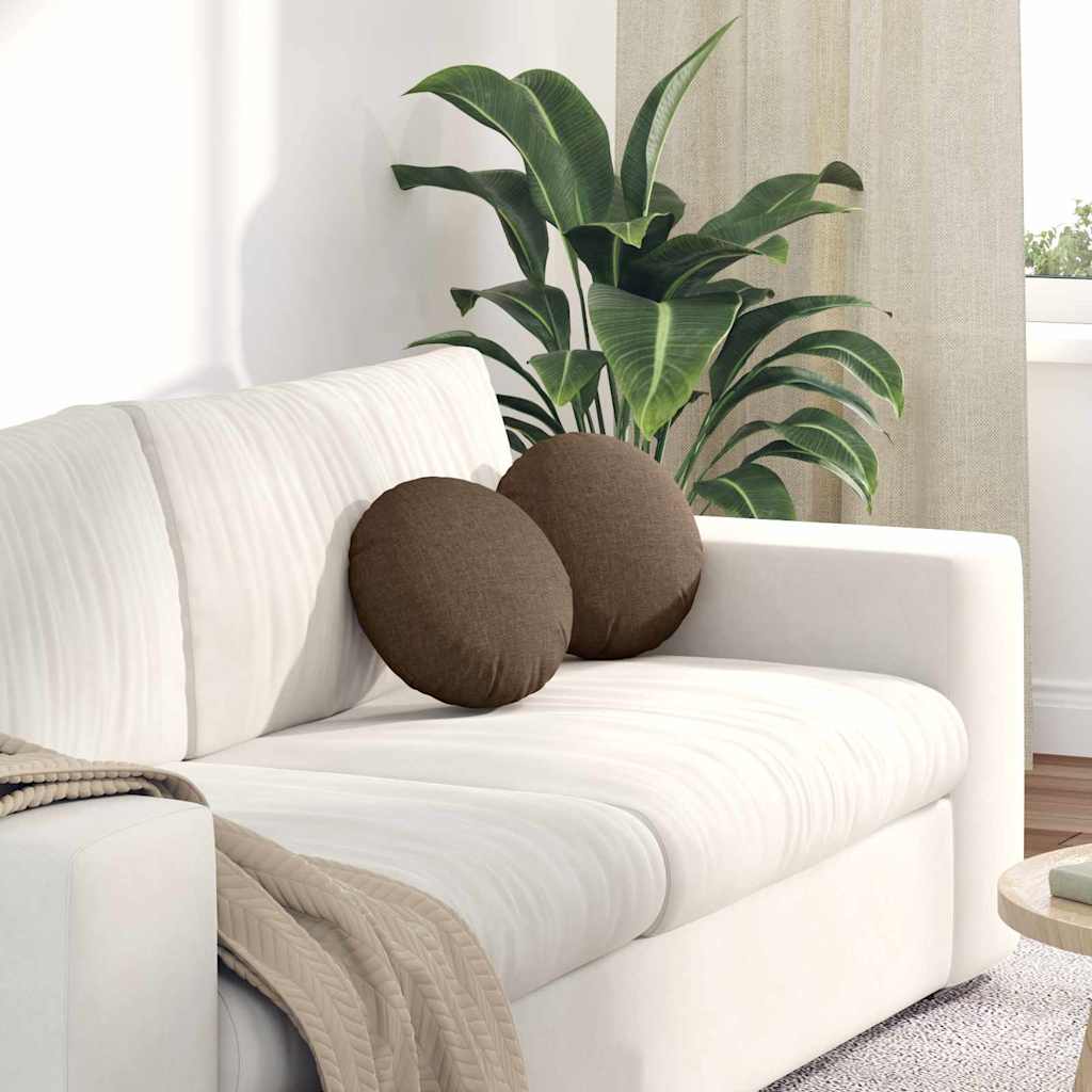 Coussins de chaise 2 pcs Marron Ø30 x 13 cm Tissu
