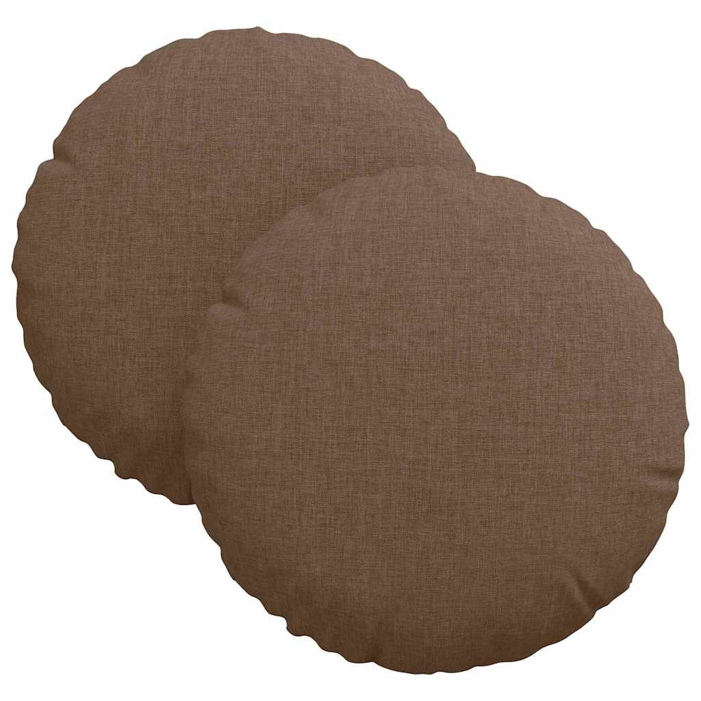 Coussins de chaise 2 pcs Marron Ø30 x 13 cm Tissu