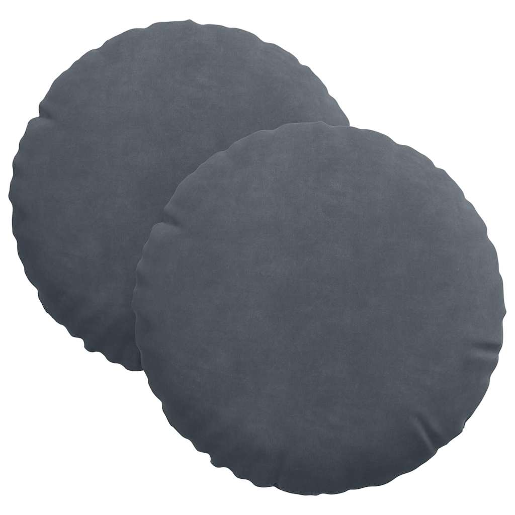 Coussins d'assise 2 pièces Gris foncé Ø 30 x 13 cm Velours