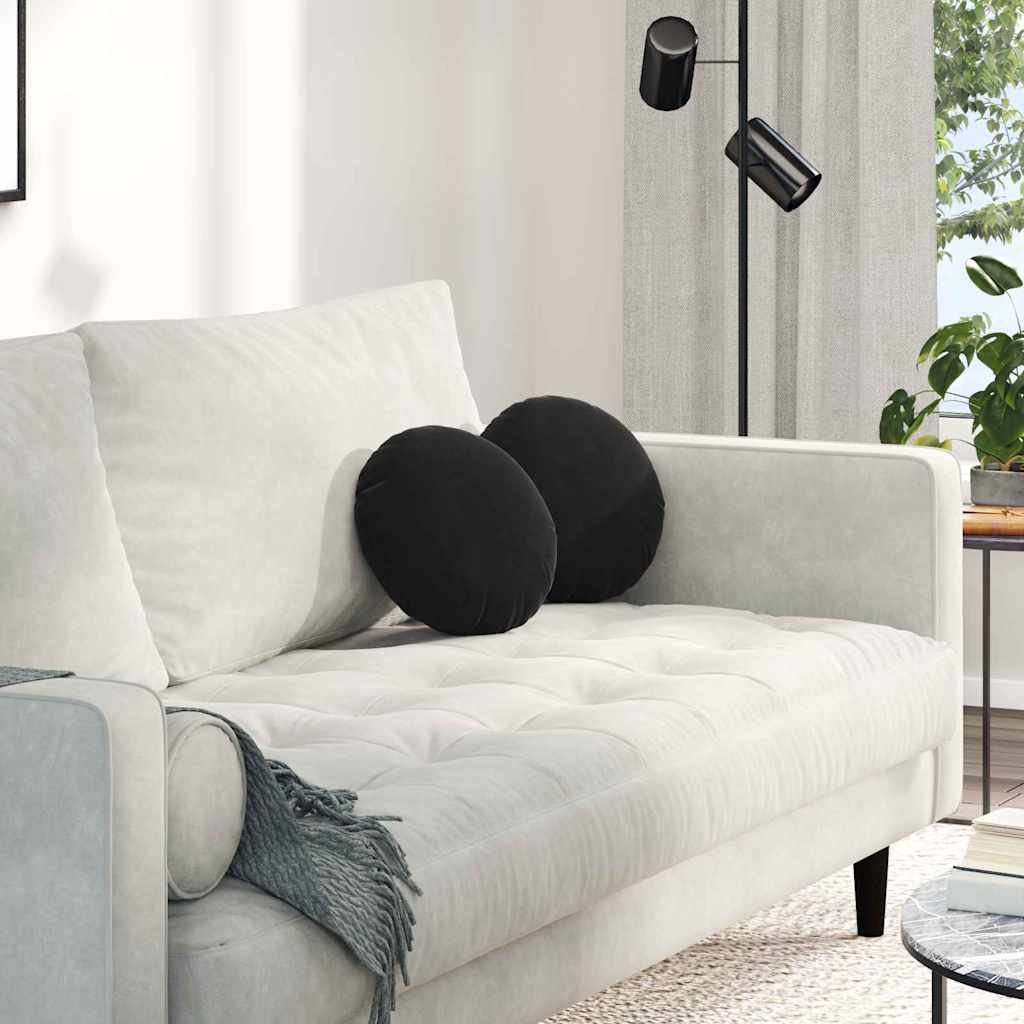 Coussins de chaise 2 pièces noirs Ø 30 x 13 cm Velours
