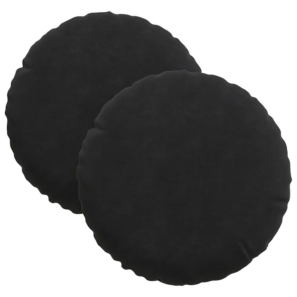 Coussins de chaise 2 pièces noirs Ø 30 x 13 cm Velours
