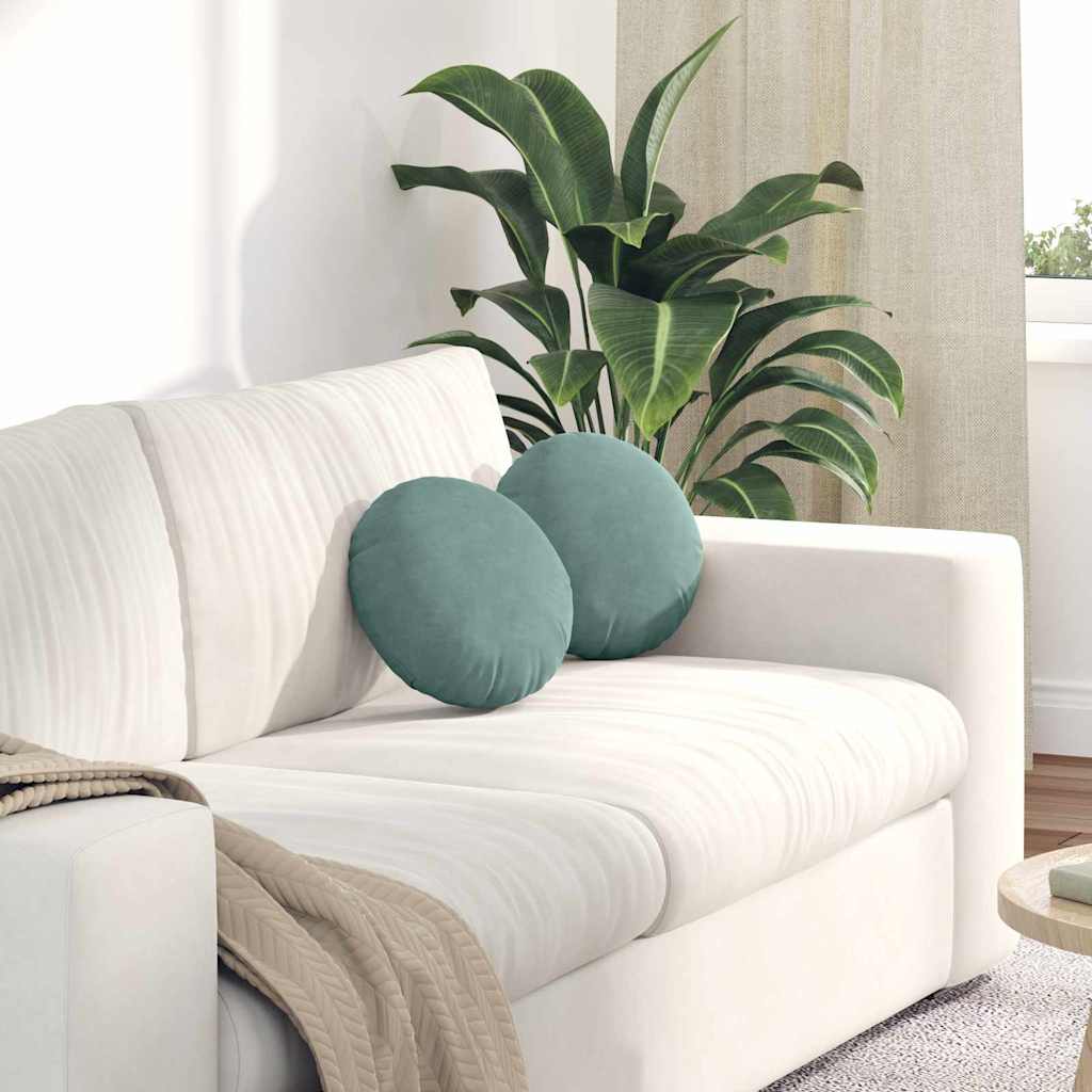 Coussins de chaise 2 pièces vert mer Ø 30 x 13 cm Velours