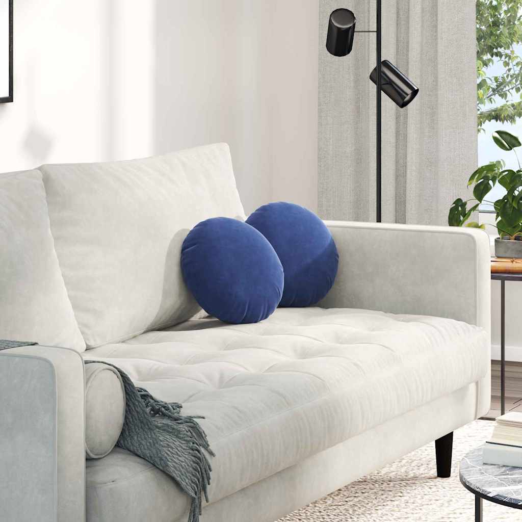 Coussin de siège 2 pièces Bleu Police Ø 30 x 13 cm Velours