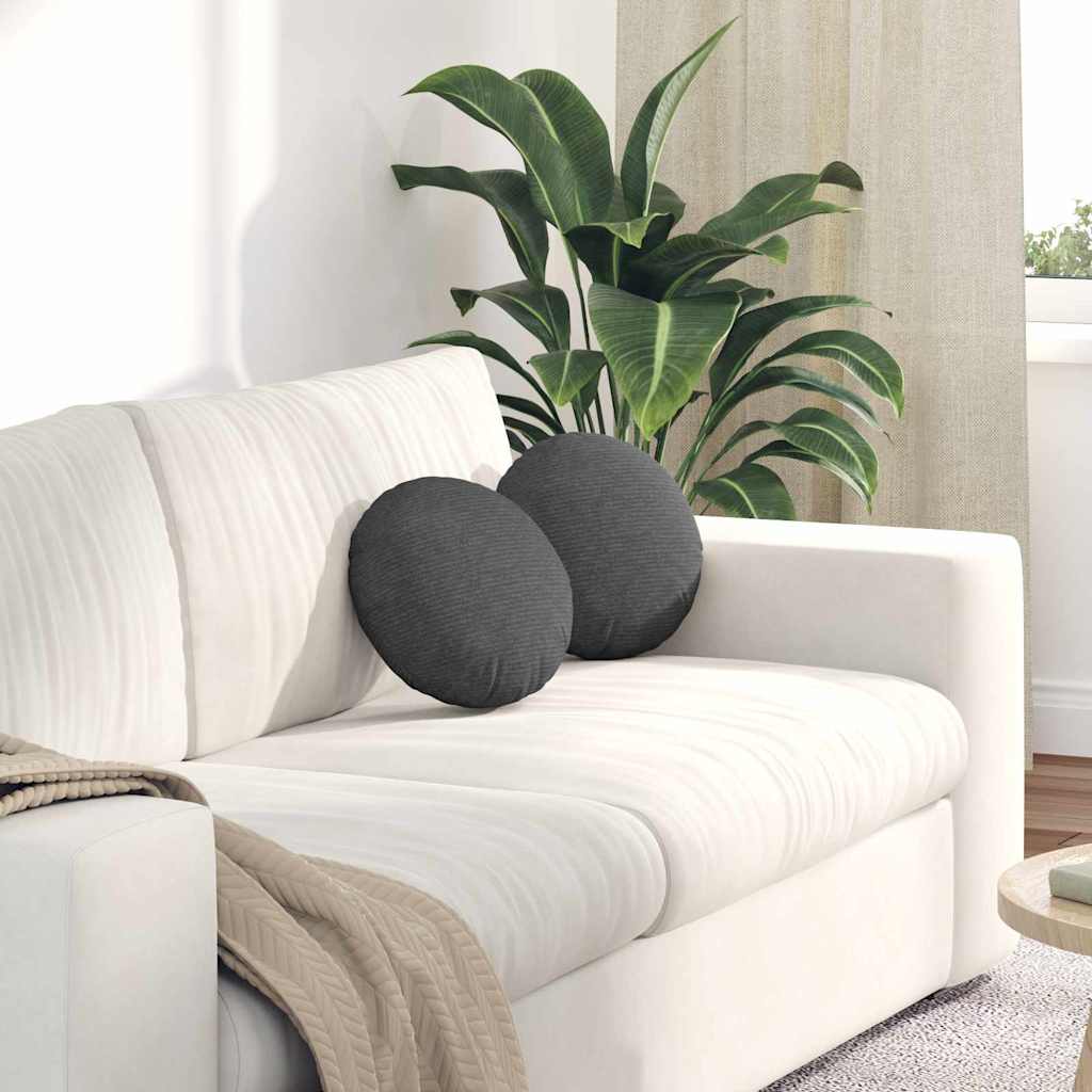 Coussins d'assise 2 pcs Gris foncé Ø 30 cm Tissu côtelé
