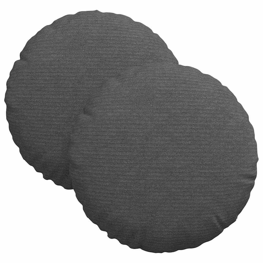 Coussins d'assise 2 pcs Gris foncé Ø 30 cm Tissu côtelé