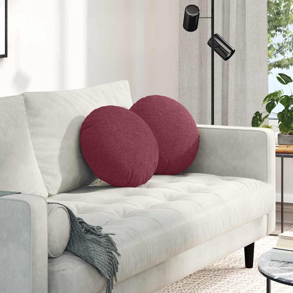 Seat Cushions 2 pcs Wine Red Ø40 x 13 cm Fabric