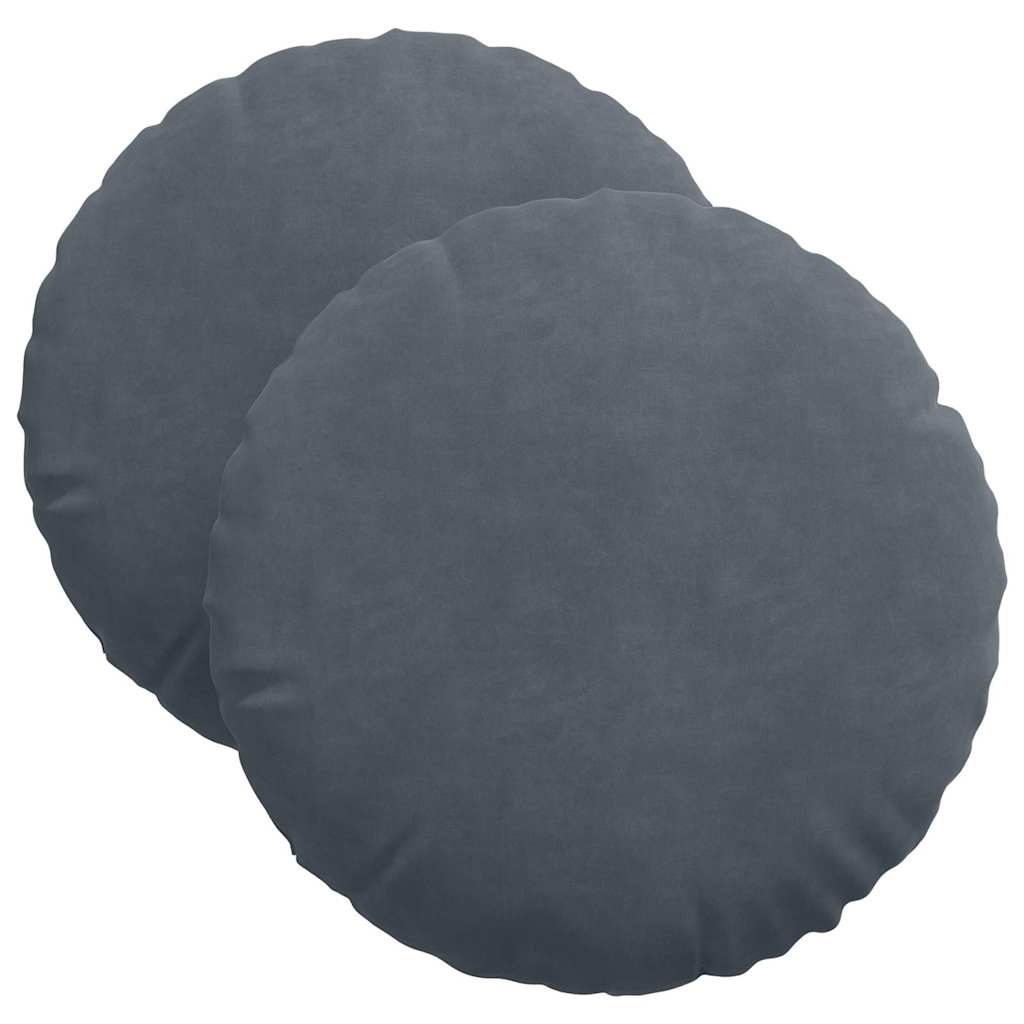 Coussins de chaise 2 pièces Gris foncé Ø 40 x 13 cm Velours