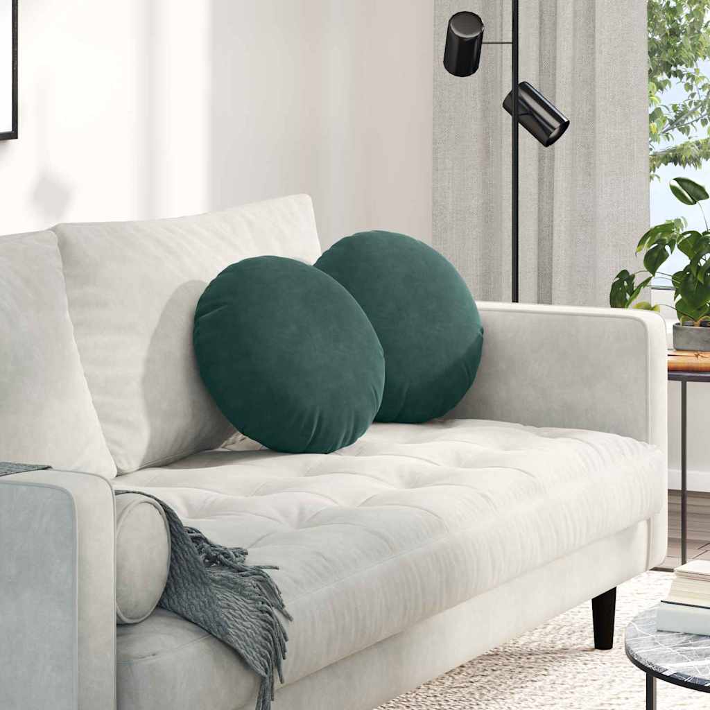 Coussins de chaise 2 pièces vert foncé Ø 40 x 13 cm Velours