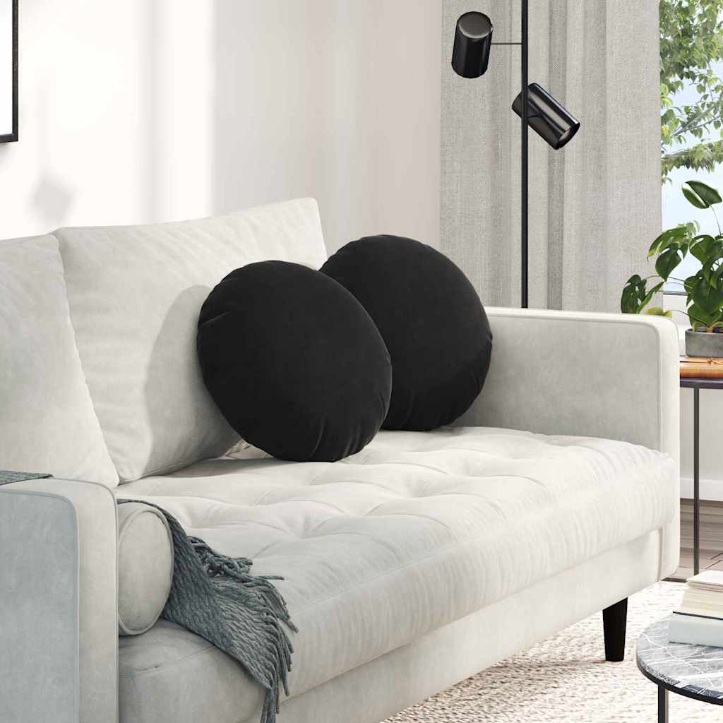 Coussins d'assise 2 pièces noirs Ø 40 x 13 cm Velours