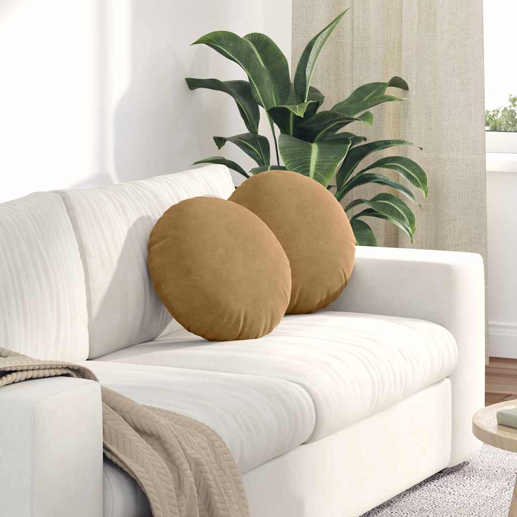 Seat Cushions 2 Piece Brown Ø 40 x 13 cm Velvet