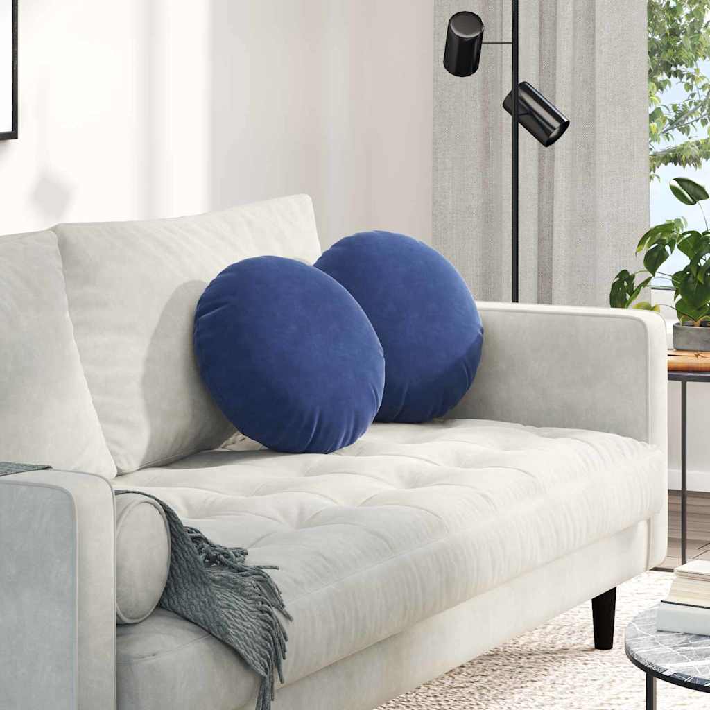 Coussins d'assise 2 pièces bleu police Ø 40 x 13 cm velours