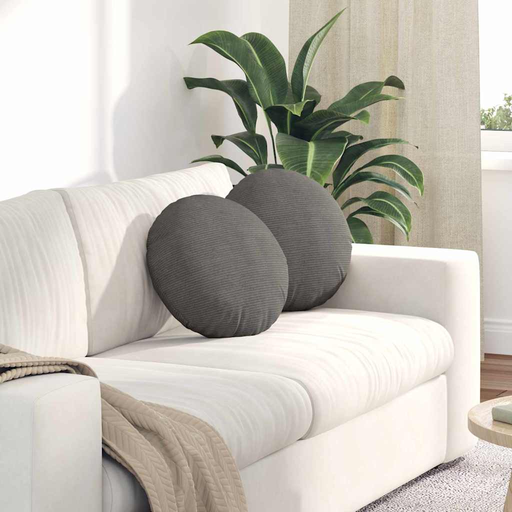 Coussins de chaise 2 pcs Gris clair Ø 40 cm Velours côtelé