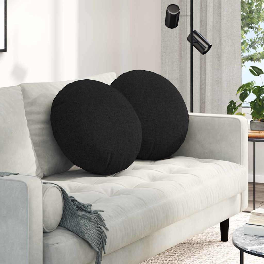 Coussins d'assise 2 pcs Noir Ø50 x 19 cm Tissu