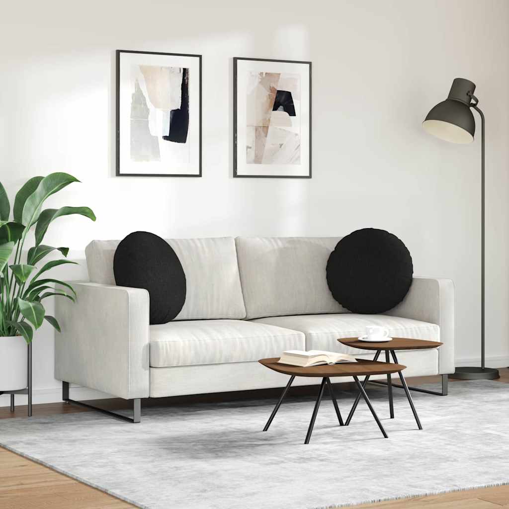 Coussins d'assise 2 pcs Noir Ø50 x 19 cm Tissu