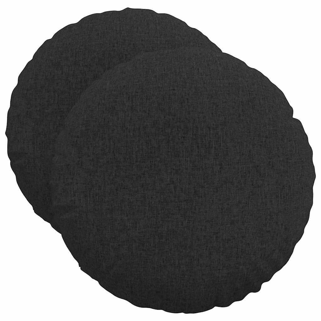 Coussins d'assise 2 pcs Noir Ø50 x 19 cm Tissu