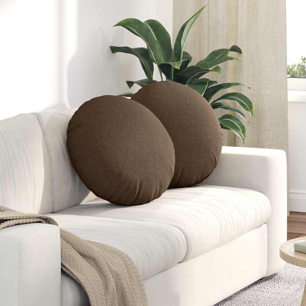 Coussins d'assise 2 pcs Marron Ø50 x 19 cm Tissu