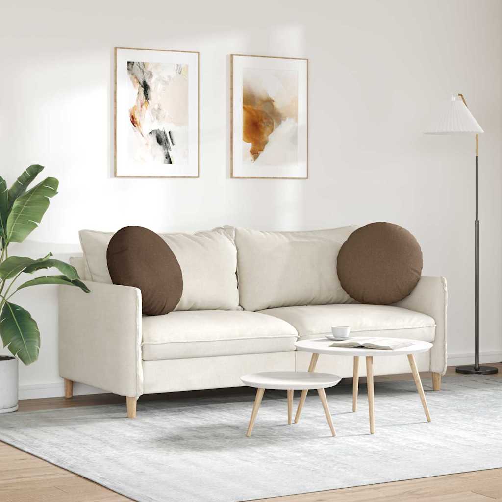 Coussins d'assise 2 pcs Marron Ø50 x 19 cm Tissu