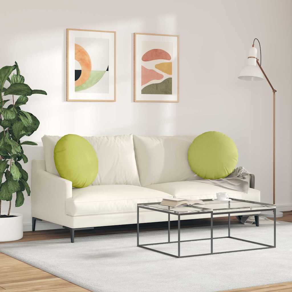Coussins d'assise 2 pcs Vert clair Ø50 x 19 cm Tissu