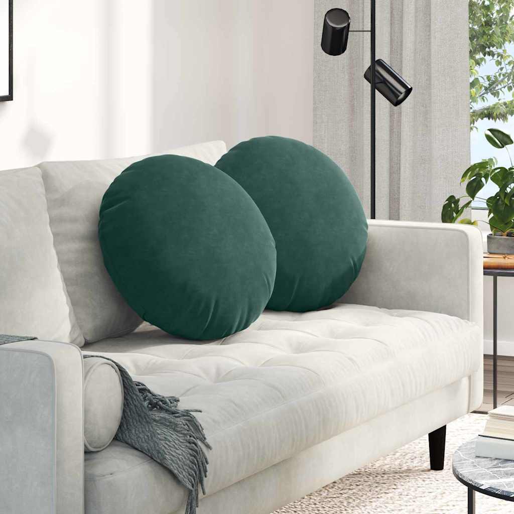 Coussins d'assise 2 pièces vert foncé Ø 50 x 19 cm Velours