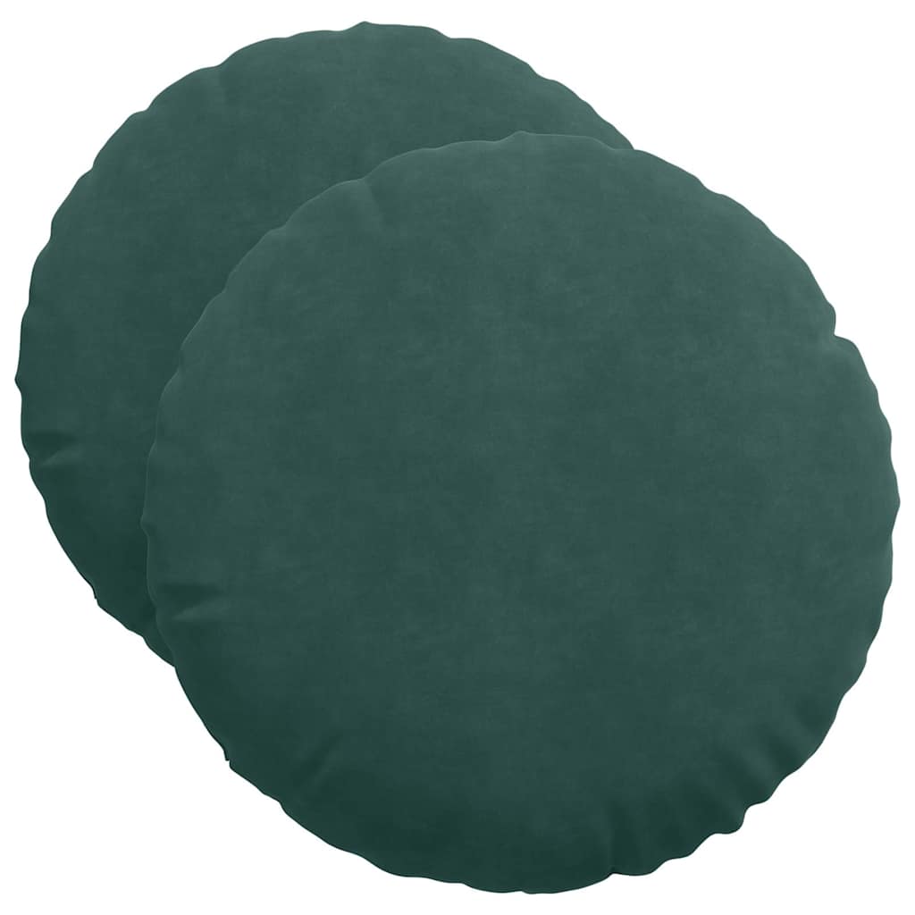 Coussins d'assise 2 pièces vert foncé Ø 50 x 19 cm Velours