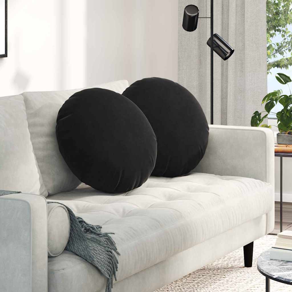 Seat Cushions 2 Pieces Black Ø 50 x 19 cm Velvet
