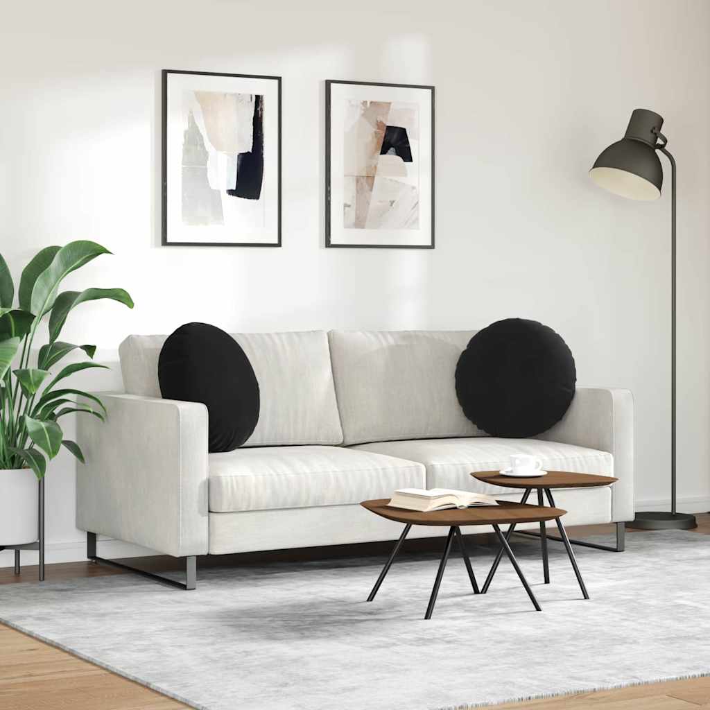 Seat Cushions 2 Pieces Black Ø 50 x 19 cm Velvet