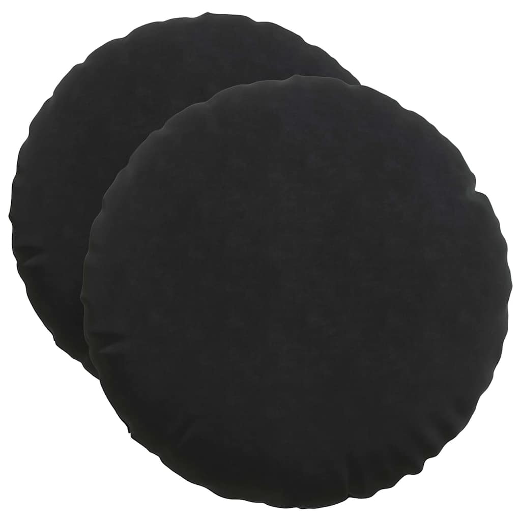 Seat Cushions 2 Pieces Black Ø 50 x 19 cm Velvet