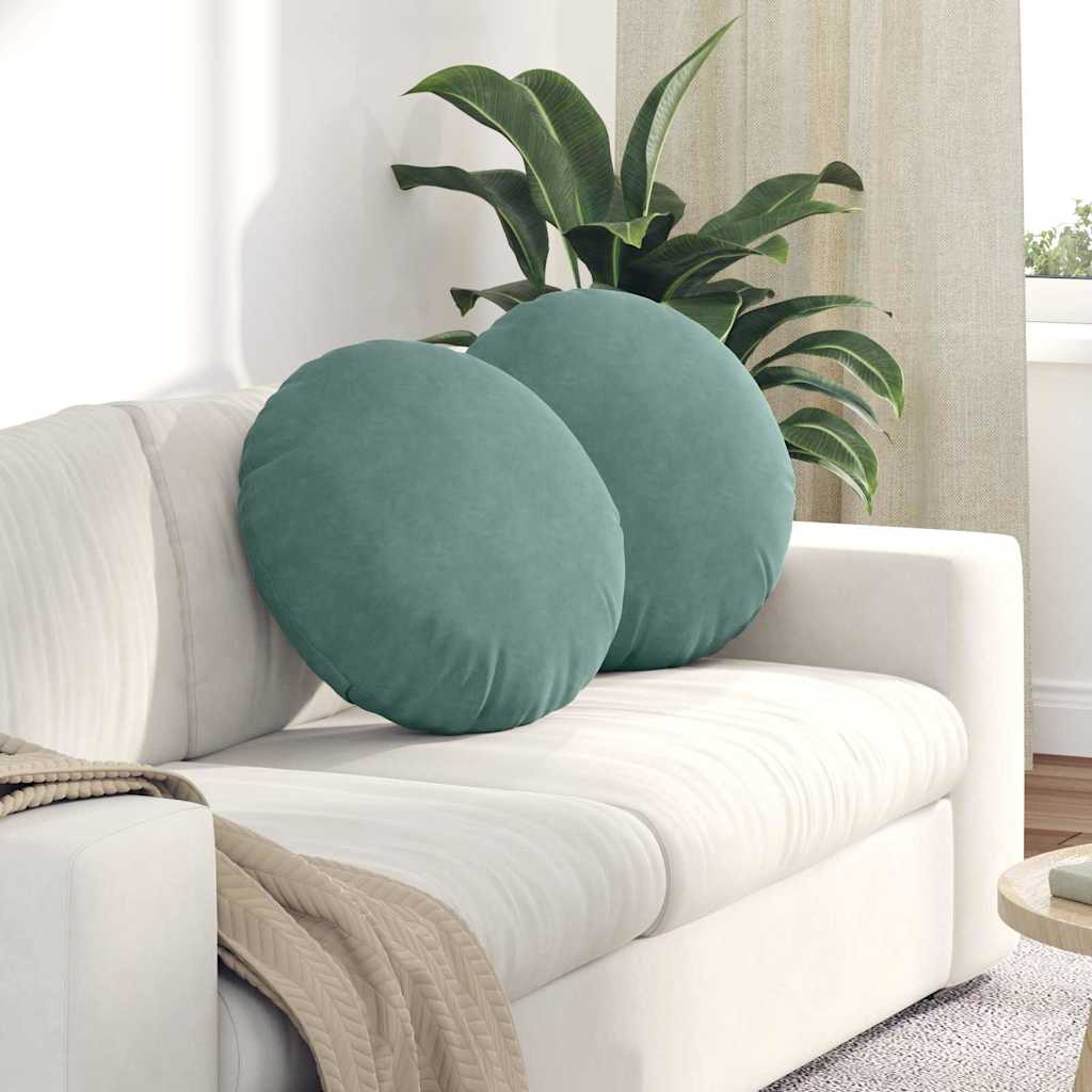 Coussins de siège 2 pièces vert marine Ø 50 x 19 cm velours