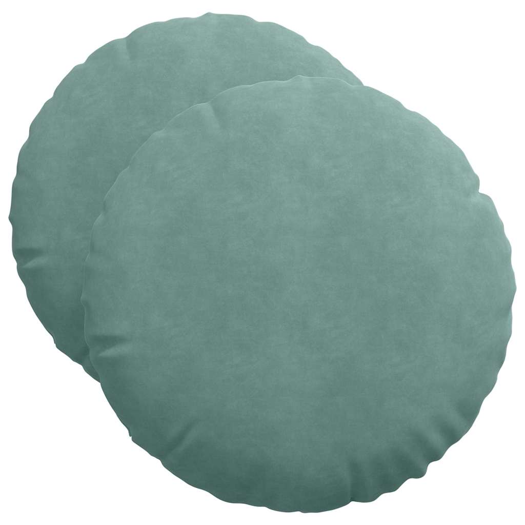 Coussins de siège 2 pièces vert marine Ø 50 x 19 cm velours
