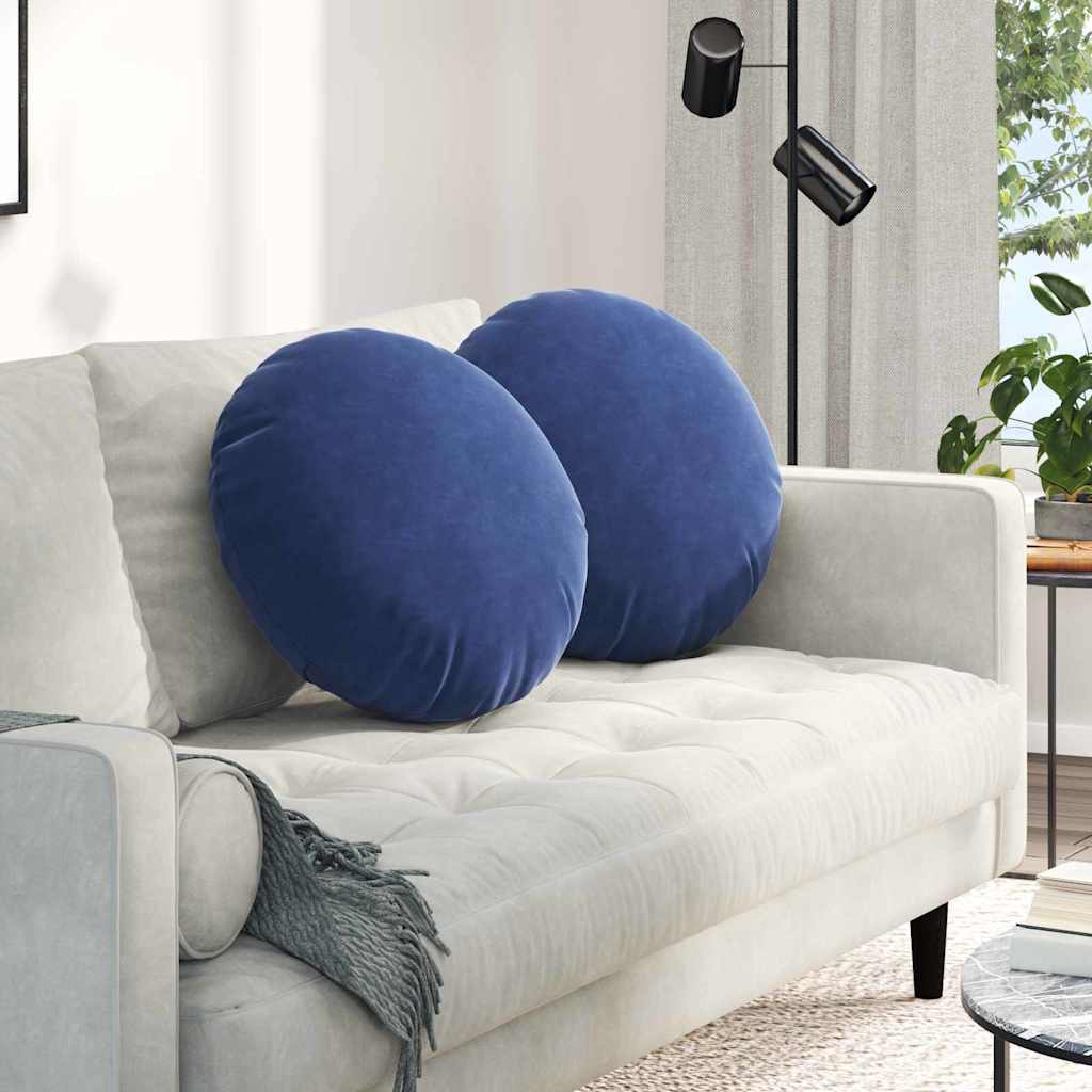 Coussins de siège 2 pièces bleu police Ø 50 x 19 cm velours