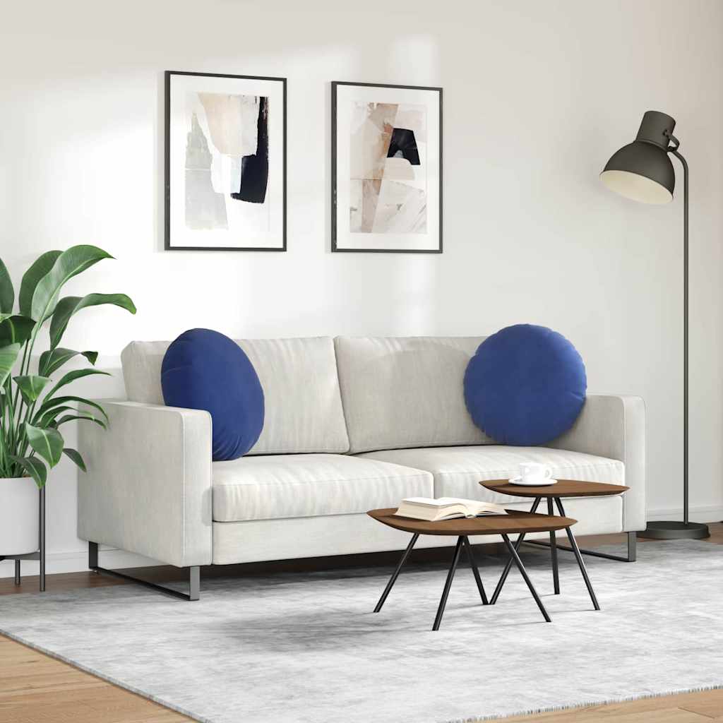 Coussins de siège 2 pièces bleu police Ø 50 x 19 cm velours