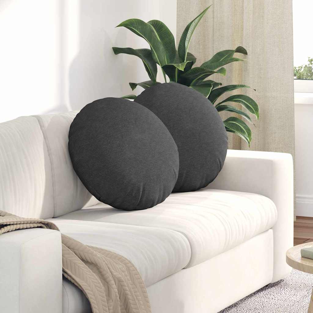 Coussins d'assise 2 pcs Gris foncé Ø 50 cm Tissu côtelé