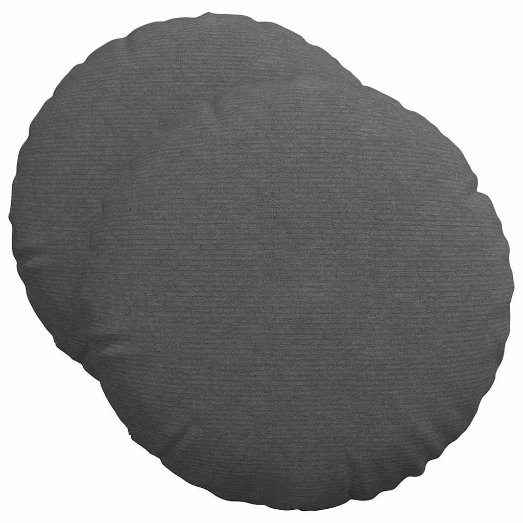 Coussins d'assise 2 pcs Gris foncé Ø 50 cm Tissu côtelé